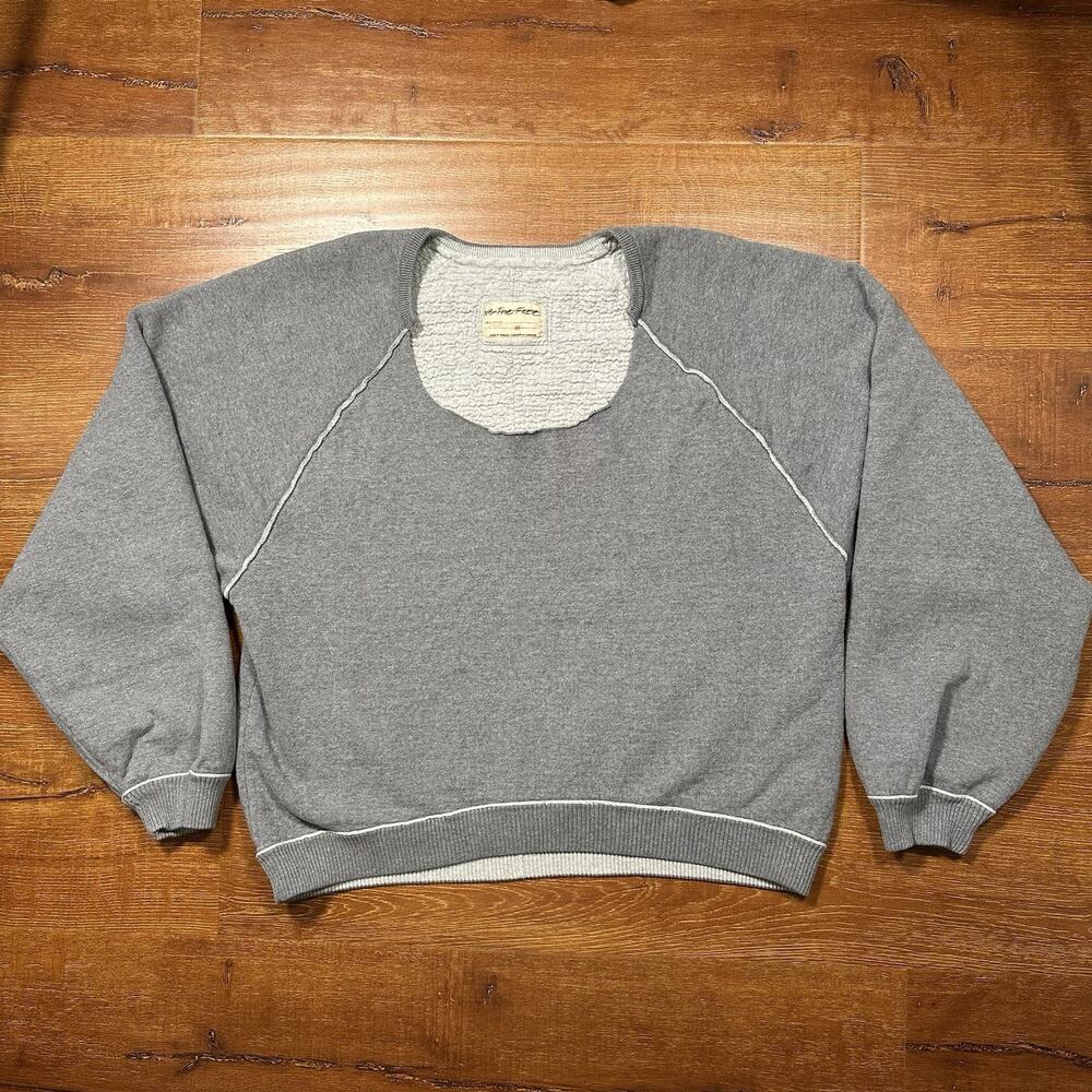 We The Free Oversized Sweatshirt Womens XL Gray Relaxed Fit Baggy Balloon Sleeve